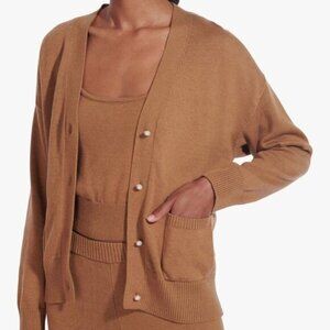 STAUD Paola Cardigan + Tank Set in Camel